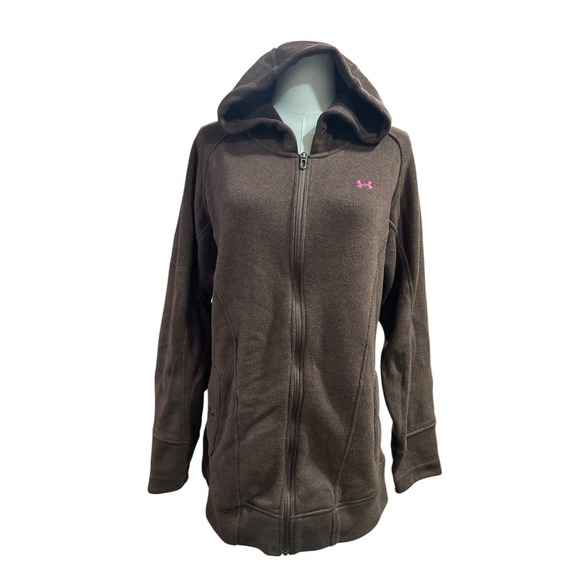 Under Armour Tops - Under Armour Coldgear Women's Sweatshirt XL Brown‎ Hoodie Full Zip Long Sleeve